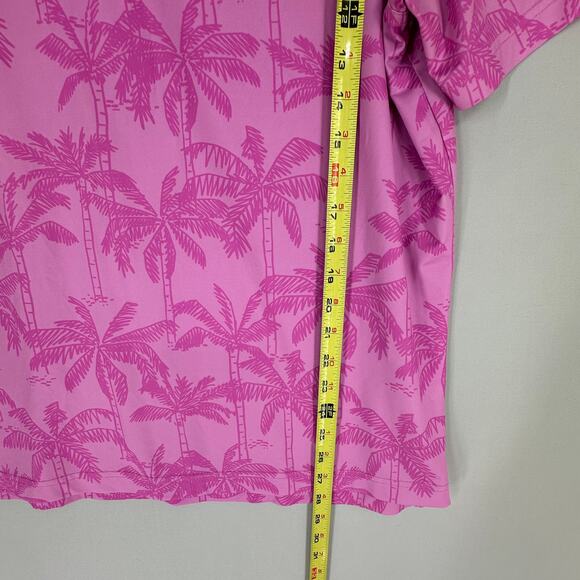 Chubbies Pink Palm Tree Polo Shirt Men’s Medium Tropical Short Sleeve Stretch - Picture 6 of 8